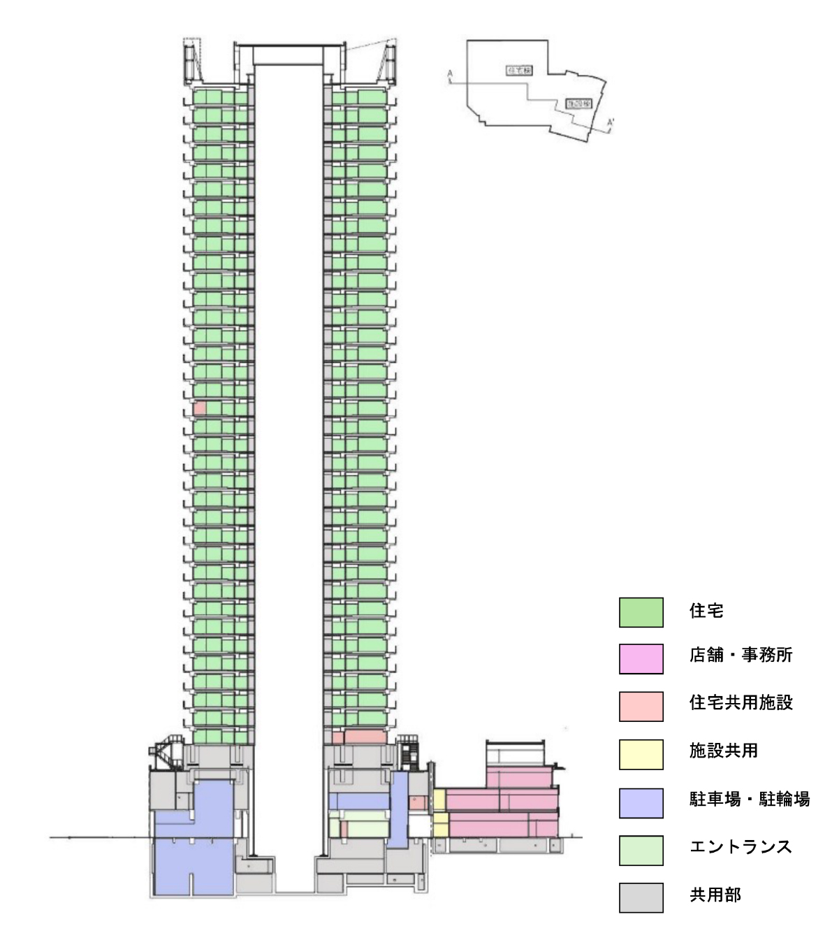 【施設建築物断面図】